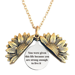 New Stainless Steel Necklaces For Women Open Locket Necklace Engraved You Are My Sunshine Sunflower Pendant Necklace Gift ALODIA STORE