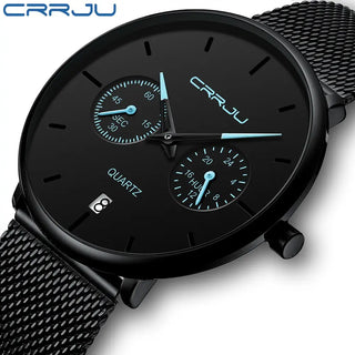 Mens Watches CRRJU Full Steel Casual Waterproof Watch for Man Sport Quartz Watch Men's Dress Calendar Watch Relogio Masculino ALODIA STORE