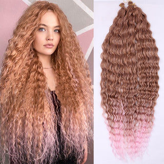 Full Star Crochet Hair Pink Ombre Blonde Ocean Wave 32 Inch Synthetic Hair 100g Soft Braiding Hair Extensions Deep Wave Twist ALODIA STORE