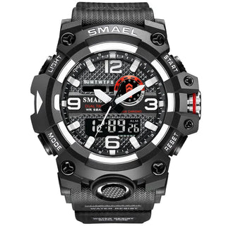 SMAEL Men Sport Watches Dual Time Digital Watch Quartz 50m Waterproof Watch Led Military Watch Sport 8035 Men Watches Wristwatch ALODIA STORE
