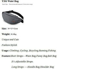 TINYAT Male Men Waist Bag Pack Casual Functional Money ALODIA STORE