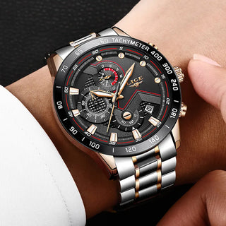 LIGE Men Watches Top Brand Luxury Stainless Steel Blue Waterproof Quartz Watch Men Fashion Chronograph Male Sport Military Watch ALODIA STORE