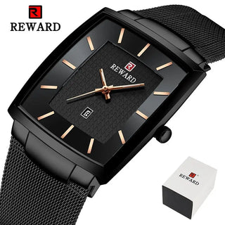 REWARD Top Brand Men's Watch Business Relogio Masculino Square Quartz Man Watch Men Wristwatch Full Steel Waterproof Male Watch ALODIA STORE