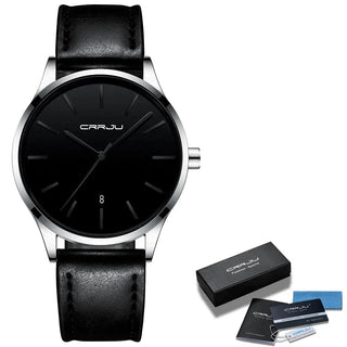 Mens Watches CRRJU Full Steel Casual Waterproof Watch for Man Leather Quartz Watch Men's Dress Calendar Watch Relogio Masculino ALODIA STORE
