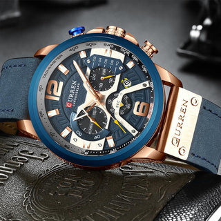 Top  CURREN Brand Casual Fashion Watches for Male Sport Military Leather Wrist Watch Men Watch Chronograph Relojes Hombre ALODIA STORE
