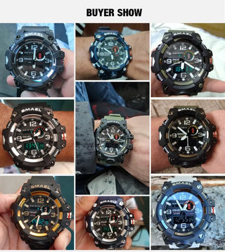 SMAEL Men Sport Watches Dual Time Digital Watch Quartz 50m Waterproof Watch Led Military Watch Sport 8035 Men Watches Wristwatch ALODIA STORE