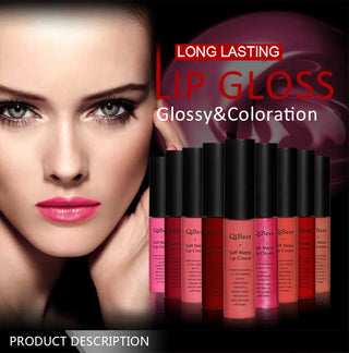 QIBEST Liquid Lipstick Waterproof Lip Gloss 34 Colors Matte Lipstick Long lasting Lipgloss Cosmetics Lips Makeup Nude Maquiagem - Alodia Store