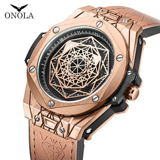 men watch Brand ONOLA Luxury fashion unique sport 2021 new leather quartz watch men relogio masculino ALODIA STORE