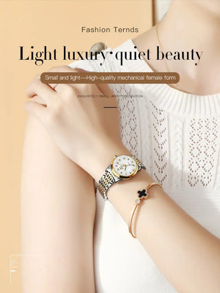 OLEVS Luxury Brand Ladides Automatic Mechanical Wristwatch Waterproof Stainless Steel Simple Watch For Women Gift for girl ALODIA STORE
