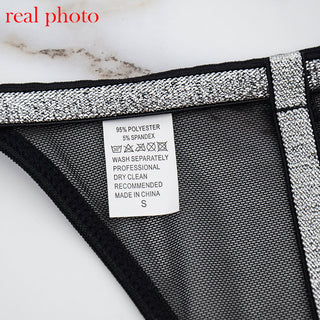 Echonight Sequin Lingerie Set Sexy Push up Women's Underwear Set Lace Bra 3 Piece Set Padded Bra and Thong Lingerie Dropshipping ALODIA STORE