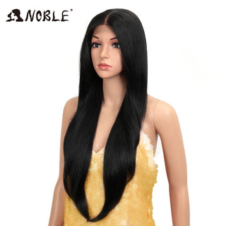 Noble Synthetic Lace Front Wig Long straight Hair 28 Inch Natural Wig Ombre Blonde Wig Heat Resistant Fiber Wigs For Black Women ALODIA STORE