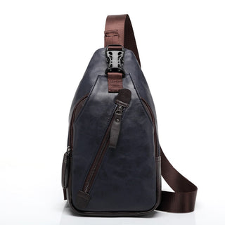 Scione Men Leather Backpacks Waterproof Chest Crossbody Bags Fashion Outdoor Business Casual Bag With Earphone Hole ALODIA STORE