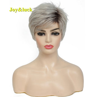 Short Ombre Blonde Wig Synthetic Bob Straight Hair With Bangs Women Natural Daily Wear Wig ALODIA STORE