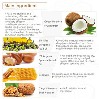 Luxsimel coconut Body Scrub Soft Sugar Organic Exfoliating Whitening Nourishing White Face cream for skin care body scrub cream ALODIA STORE
