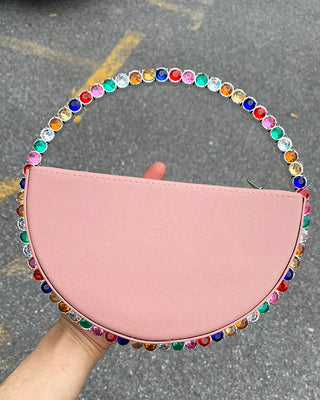 Luxury Colored Diamond Half Moon Women Purses and Handbags Evening Bag Serpentine Designer Party Clutch Bag Chic Wedding Bag ALODIA STORE