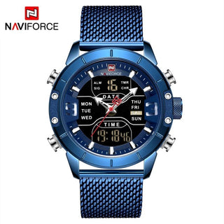 NAVIFORCE Men's Watches Top Brand Luxury Sports Watch For Men Quartz LED Digital Dual Clock Male Full Steel Military Wrist Watch ALODIA STORE