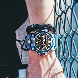 SMAEL Men Sport Watches Dual Time Digital Watch Quartz 50m Waterproof Watch Led Military Watch Sport 8035 Men Watches Wristwatch ALODIA STORE