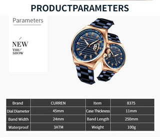 Top Brand CURREN Luxury Quartz Watches for Men Wrist Watch Classic Silver Stainless Steel Strap Men's Watch Waterproof 30M ALODIA STORE