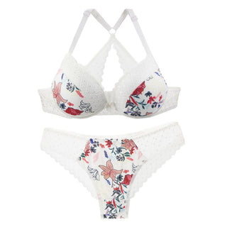 New 2020 sexy 3/4 cup back closure lace women bra set thong hollow out  underwear  intimante  lingerie alodia store