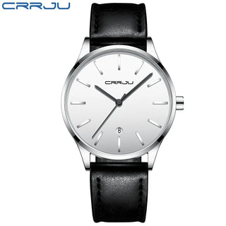 Mens Watches CRRJU Full Steel Casual Waterproof Watch for Man Leather Quartz Watch Men's Dress Calendar Watch Relogio Masculino ALODIA STORE