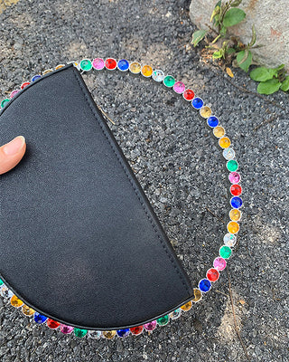 Luxury Colored Diamond Half Moon Women Purses and Handbags Evening Bag Serpentine Designer Party Clutch Bag Chic Wedding Bag ALODIA STORE