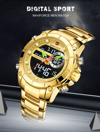 NAVIFORCE Luxury Original Sports Wrist Watch For Men Quartz Steel Waterproof Dual Display Fashion Watches Relogio Masculino 9163 ALODIA STORE