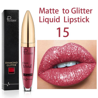 Sexy Diamond Shimmer Glitter Lipg Loss Matte To Glitter Liquid Lipstick Waterproof Diamond Pearl Colour Lip Gloss Makeup Beauty ALODIA STORE