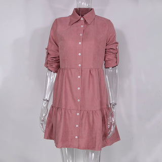 Shirt Dress Long Sleeve Women Clothing Autumn Winter Dress Button Turn-down Collar Ladies A-line Mini Party Dress 2022 Vestidos ALODIA STORE