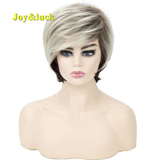 Short Ombre Blonde Wig Synthetic Bob Straight Hair With Bangs Women Natural Daily Wear Wig ALODIA STORE