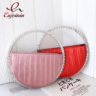 Luxury Colored Diamond Half Moon Women Purses and Handbags Evening Bag Serpentine Designer Party Clutch Bag Chic Wedding Bag ALODIA STORE