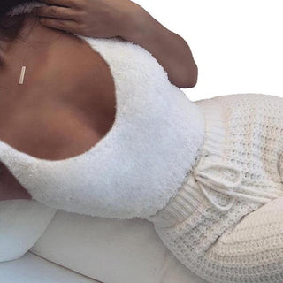 Three Piece Sexy Fluffy Sets Velvet Plush Hooded Cardigan Coat+Shorts+Crop Top Women Tracksuit Casual Sports Overalls Sweatshirt ALODIA STORE