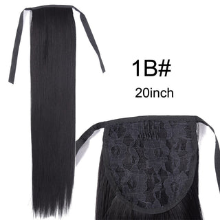 Synthetic Ponytails 20Inch Long Straight  Pony Tail Hair Extensions Drawstring Ponytail Clip In Fake Hair Tail Ombre ALODIA STORE