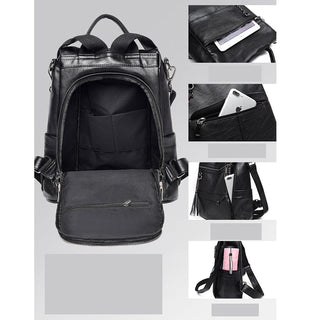 New Women Backpacks Soft Leather Fashion Casual Tassel ALODIA STORE
