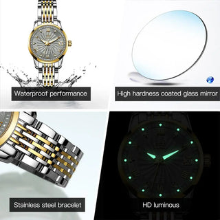 OLEVS Luxury Brand Ladides Automatic Mechanical Wristwatch Waterproof Stainless Steel Simple Watch For Women Gift for girl ALODIA STORE