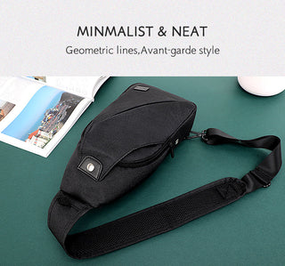 TINYAT Sling bag For 7.9 pad Black Casual Functional Men Chest Bag Pack dual earphone jack Men Shoulder Messenger Bags Pack Bag ALODIA STORE