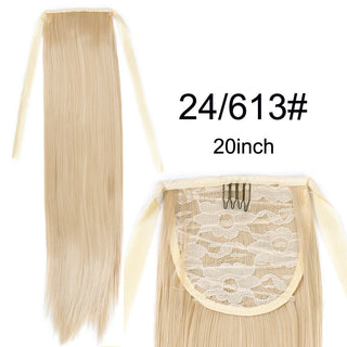 Synthetic Ponytails 20Inch Long Straight  Pony Tail Hair Extensions Drawstring Ponytail Clip In Fake Hair Tail Ombre ALODIA STORE