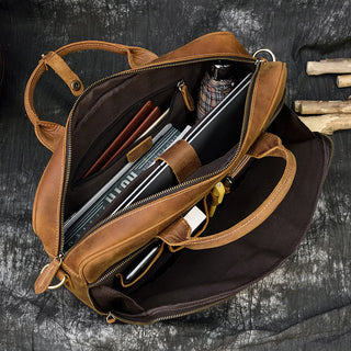 MAHEU Retro Laptop Briefcase Bag Genuine Leather Handbags Casual 15.6 Pad Bag Daily Working Tote Bags Men Male bag for documents ALODIA STORE