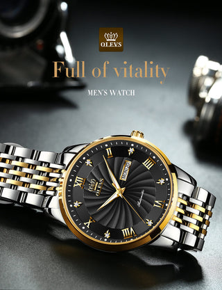 OLEVS Top Brand Automatic Mechanical Men Watch Threaded Dial Waterproof Stainless Steel Strap Classic Men's Watches Luxury ALODIA STORE