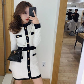 QWEEK Korean style Bodycon Dress Elegant Longsleeve ALODIA STORE