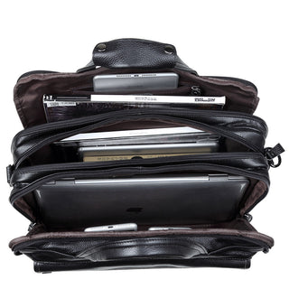 Large Men Leather Handbgs Male Genuine Leather Business Travel Brifcases Bag Men's 15.6 Inch Laptop Shoulder Bag Business A4 Bag ALODIA STORE