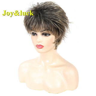 Short Ombre Blonde Wig Synthetic Bob Straight Hair With Bangs Women Natural Daily Wear Wig ALODIA STORE