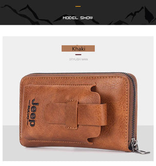 JEEP BULUO Leather Men Clutch Wallet Brand Purse For Phone Double Zipper Luxury Wallet Leather Clutch Bag Large Capacity  ALODIA STORE