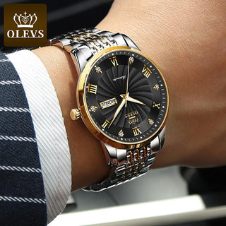 OLEVS Top Brand Automatic Mechanical Men Watch Threaded Dial Waterproof Stainless Steel Strap Classic Men's Watches Luxury ALODIA STORE