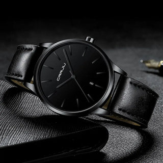 Mens Watches CRRJU Full Steel Casual Waterproof Watch for Man Leather Quartz Watch Men's Dress Calendar Watch Relogio Masculino ALODIA STORE