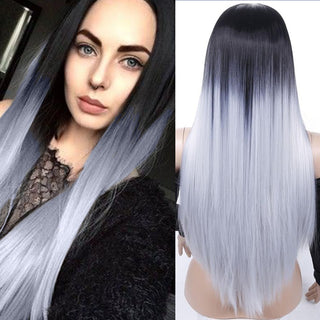SHANGKE Synthetic Cosplay Wig Long Straight Middle Part Hair Blonde Pink Black Heat Resistant Fiber Long Hair Wigs For Women ALODIA STORE