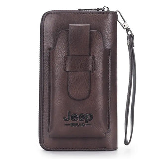 JEEP BULUO Leather Men Clutch Wallet Brand Purse For Phone Double Zipper Luxury Wallet Leather Clutch Bag Large Capacity  ALODIA STORE