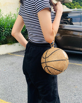 Luxury Basketball Diamond Party Evening Bag Purses and Handbag for Women Ball Shape Shoulder Bag Clutch Designer Crossbody Bag ALODIA STORE