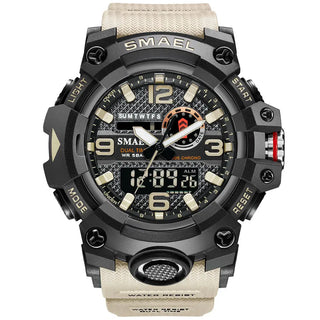 SMAEL Men Sport Watches Dual Time Digital Watch Quartz 50m Waterproof Watch Led Military Watch Sport 8035 Men Watches Wristwatch ALODIA STORE