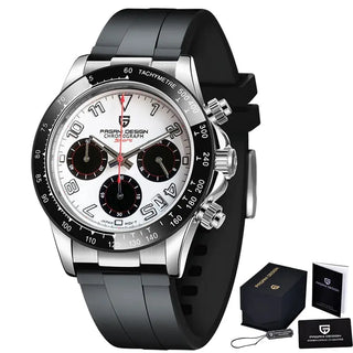 PAGANI DESIGN Top Brand New Rubber Strap Chronograph Watch Men Quartz Wristwatch Luxury Sapphire Glass Sports Watch Men Relogio ALODIA STORE