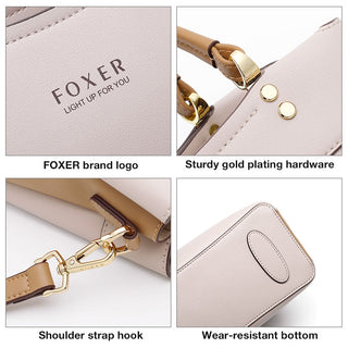 FOXER Elegant Bag Leather Lady Handbag Simple Tote bag ALODIA STORE